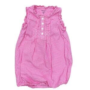 Ralph Lauren Gingham Plaid Bubble One Piece Romper Baby Bodysuit 12 Months Pink
